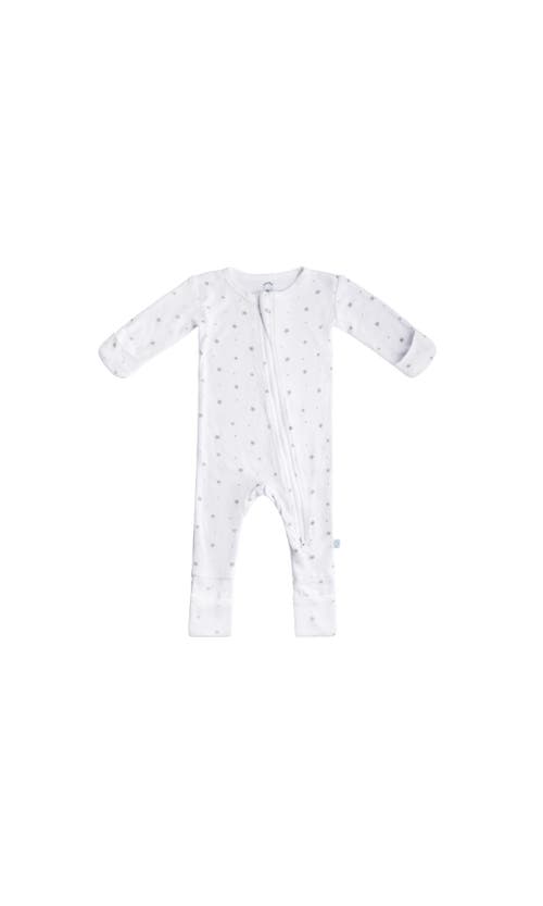 Dreamland Baby Baby Pajamas With Dream Cuffs In White With Grey Stars