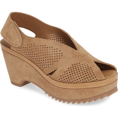 Pedro Garcia Floreal Perforated Slingback Platform Sandal, Brown
