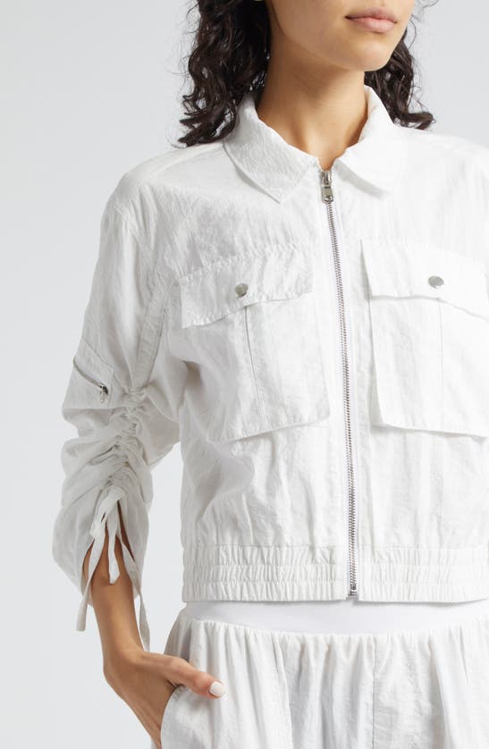Shop Cinq À Sept Genevive Ruched Sleeve Jacket In White