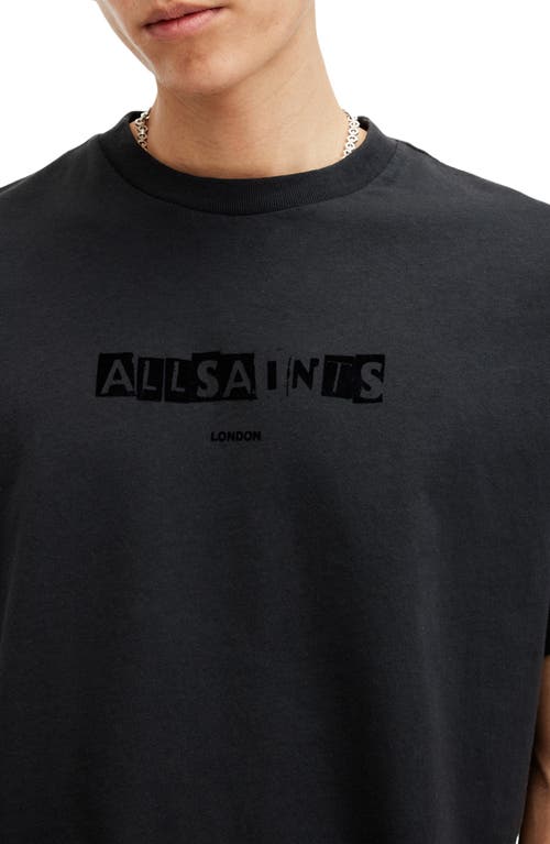 Shop Allsaints Montage Logo T-shirt In Washed Black