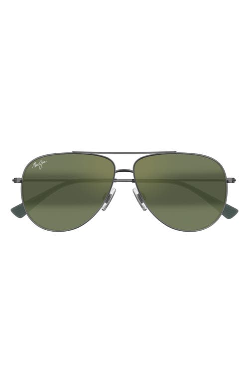 Maui Jim Hauoli 59mm PolarizedPlus2® Aviator Sunglasses in Silver/Maui Ht 