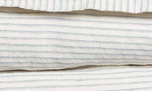 Shop Pom Pom At Home Connor Stripe Linen & Cotton Duvet Cover In Ivory/denim