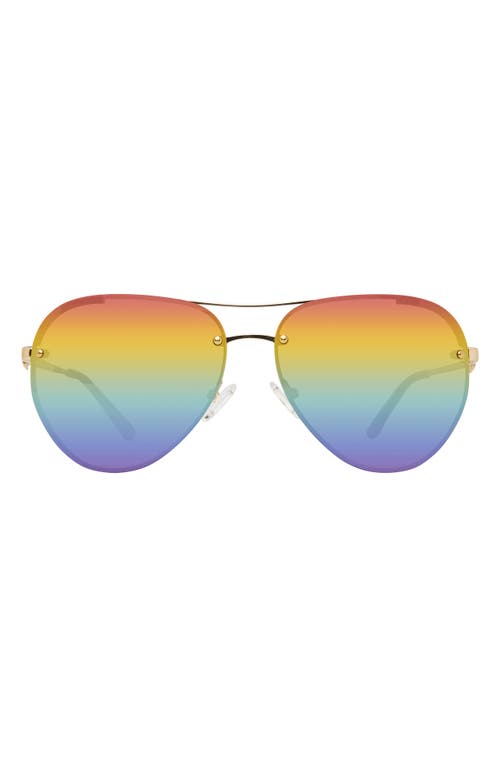 Kurt Geiger London 60mm Aviator Sunglasses in Gold Black/Rainbow at Nordstrom