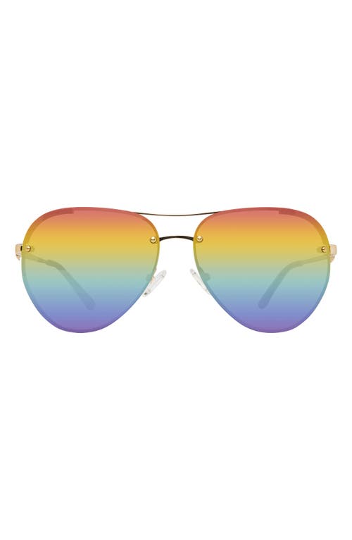 Kurt Geiger 60mm Aviator Sunglasses In Gold Black/rainbow