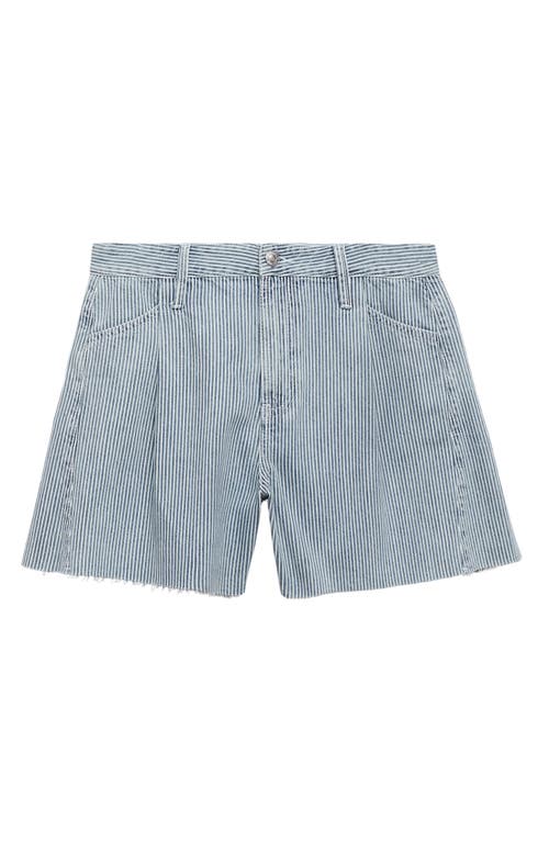 Shop Mango Ibiza Stripe Denim Shorts In Medium Blue