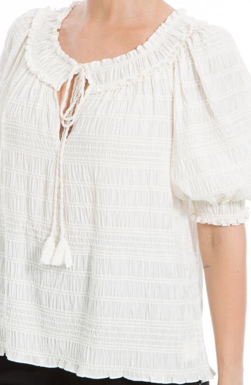 Max Studio Chennel Tassel Elbow-length Sleeve Top In Cream