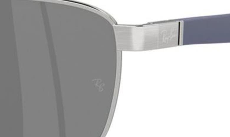 Ray Ban 60mm Rectangular Sunglasses In Silver