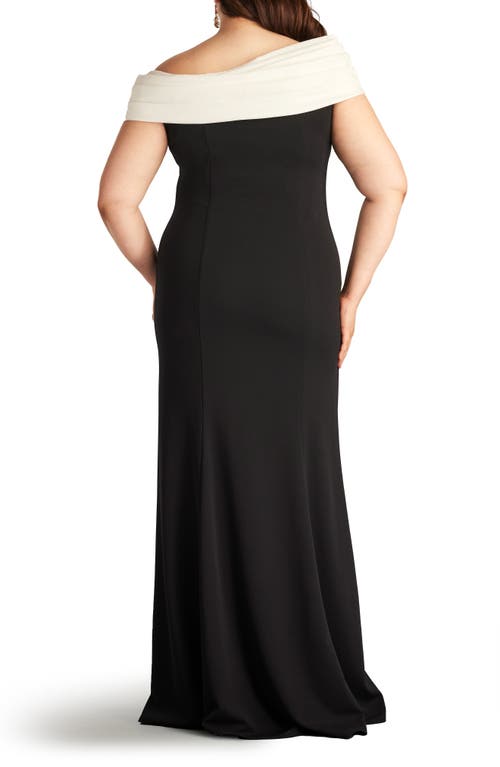 Tadashi Shoji Dalton Two-tone Off-shoulder Gown- Plus Size In Ivory/black