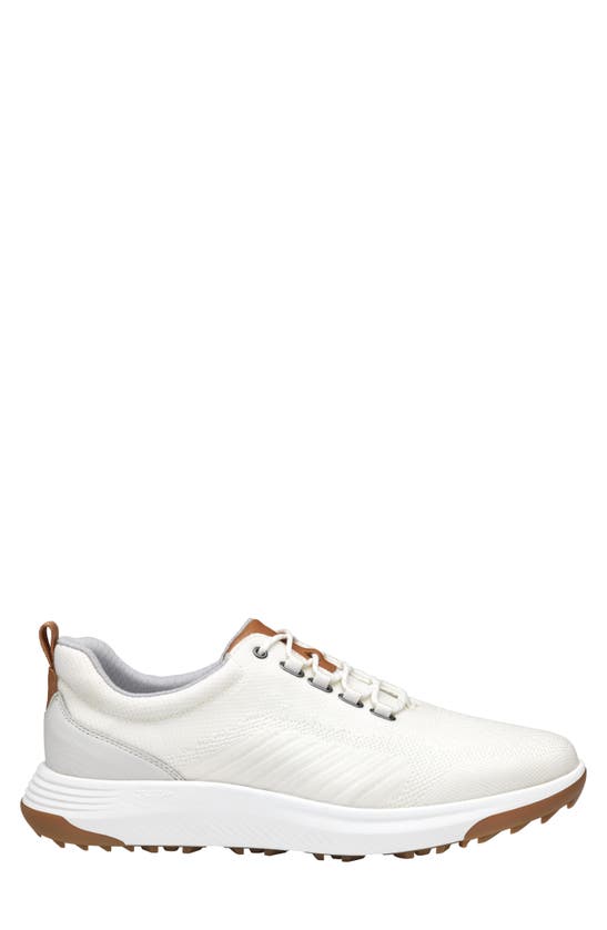 Shop Johnston & Murphy Amherst Gl1 Sport Hybrid Waterproof Golf Sneaker In White Coated Knit