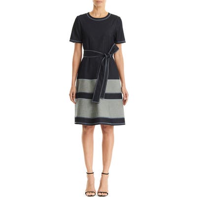 Carolina Herrera Belted A-Line Chambray Dress, Blue