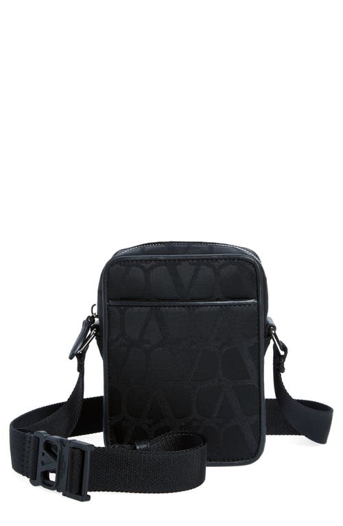 Valentino Garavani Small Logo Canvas Crossbody Bag in 0No-Nero at Nordstrom