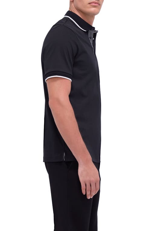 Shop Bugatchi Tipped Contrast Collar Polo In Black