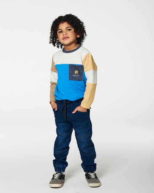 Shop Deux Par Deux Little Boy's Super Soft Colorblock Brushed Jersey T-shirt With Pocket In Blue Aster