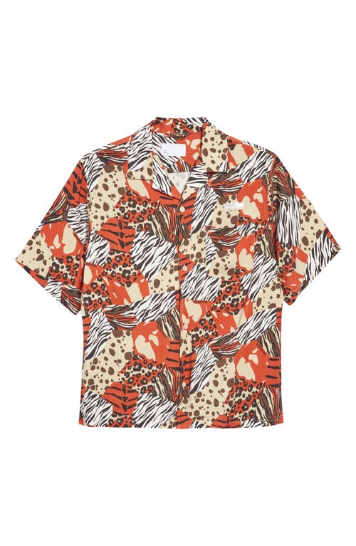4SDesigns Mixed Animal Print Oversize Camp Shirt in 0379 Multi