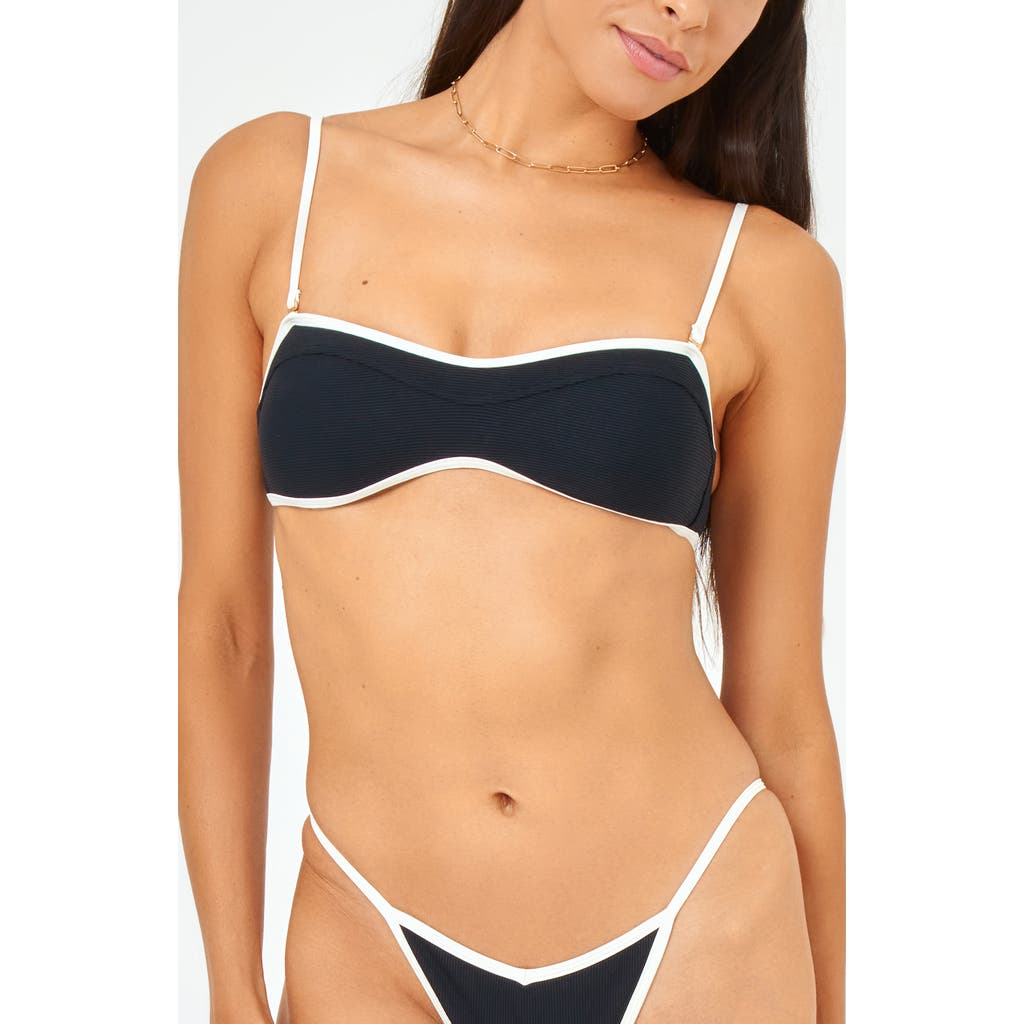 L*space Selena Rib Bikini Top In Black/cream