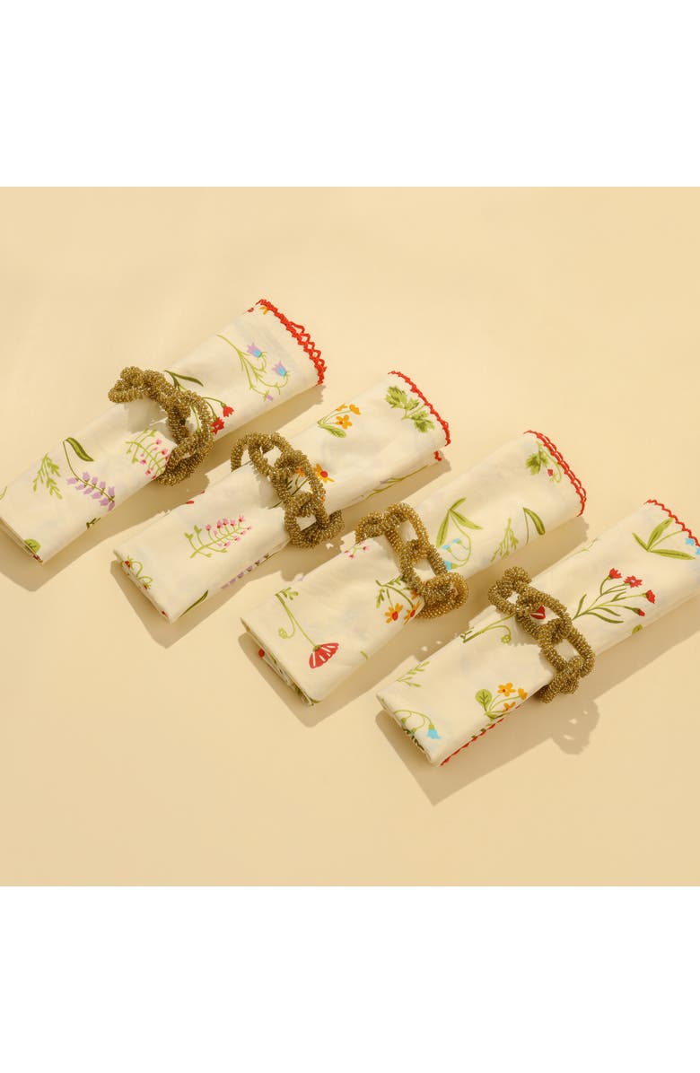 Tiramisu Golden Chain Set of 4 Napkin Rings, Alternate, color, Gold