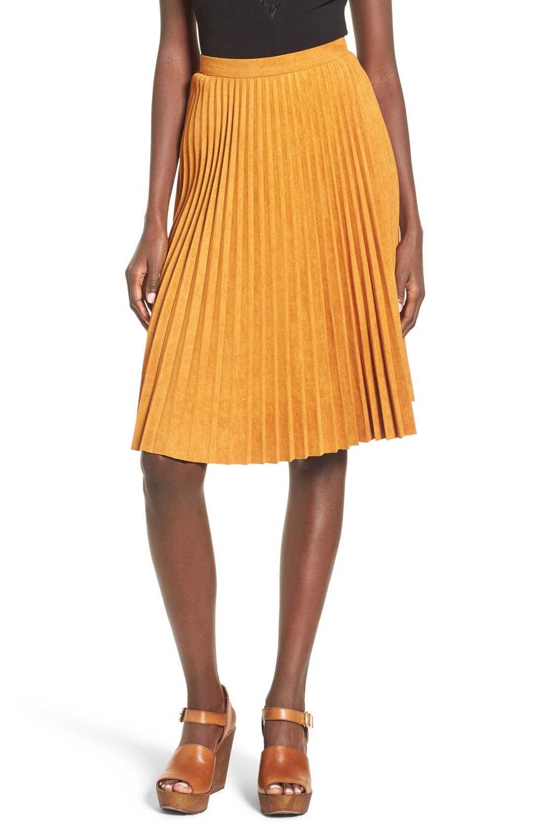 Storee Pleated Faux Suede Skirt Nordstrom