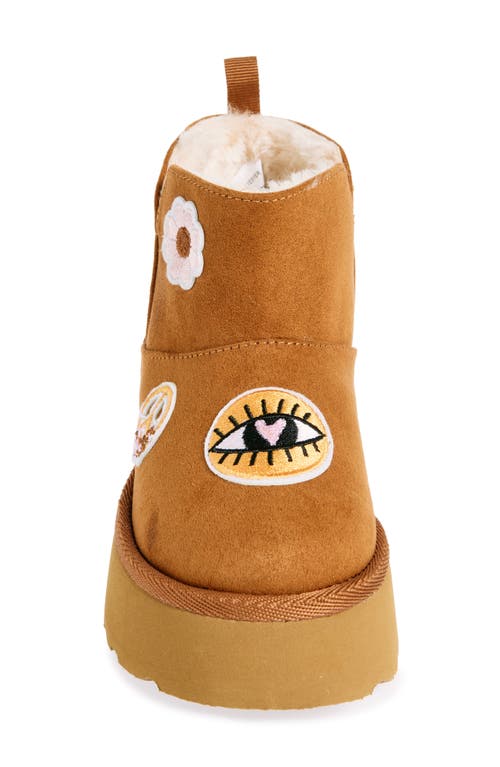 Shop Harper Canyon Kids' Ezra Patch Faux Fur Platform Bootie In Tan Chestnut