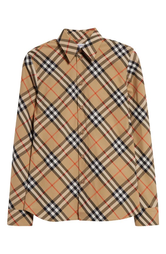 Shop Burberry Slim Fit Classic Check Button-up Shirt In Sand Ip Check