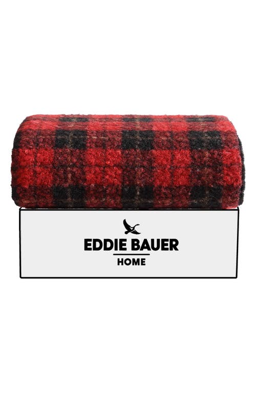 Eddie Bauer Capitol Hill Plaid Faux Fur Throw Blanket In Red