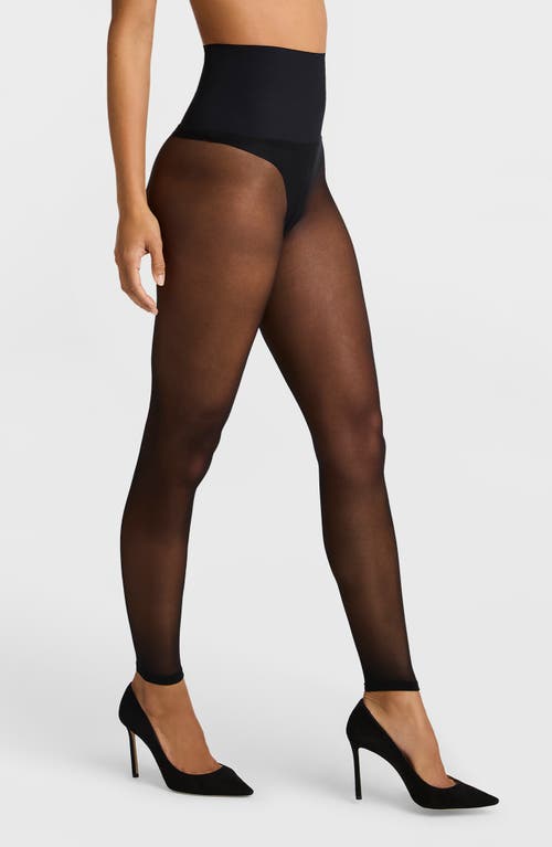 Shop Commando Essential Sheer Footless Tights In Black