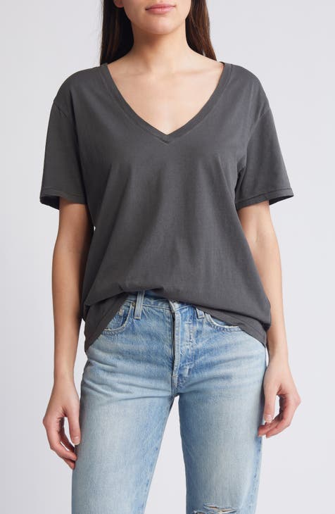 Oversize V-Neck Cotton T-Shirt