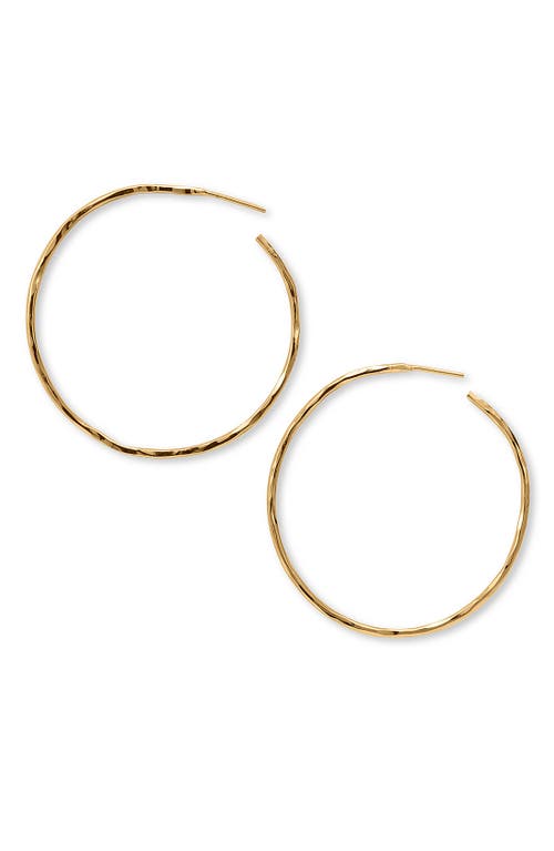 Argento Vivo Hammered Large Hoop Earrings in Gold Vermeil