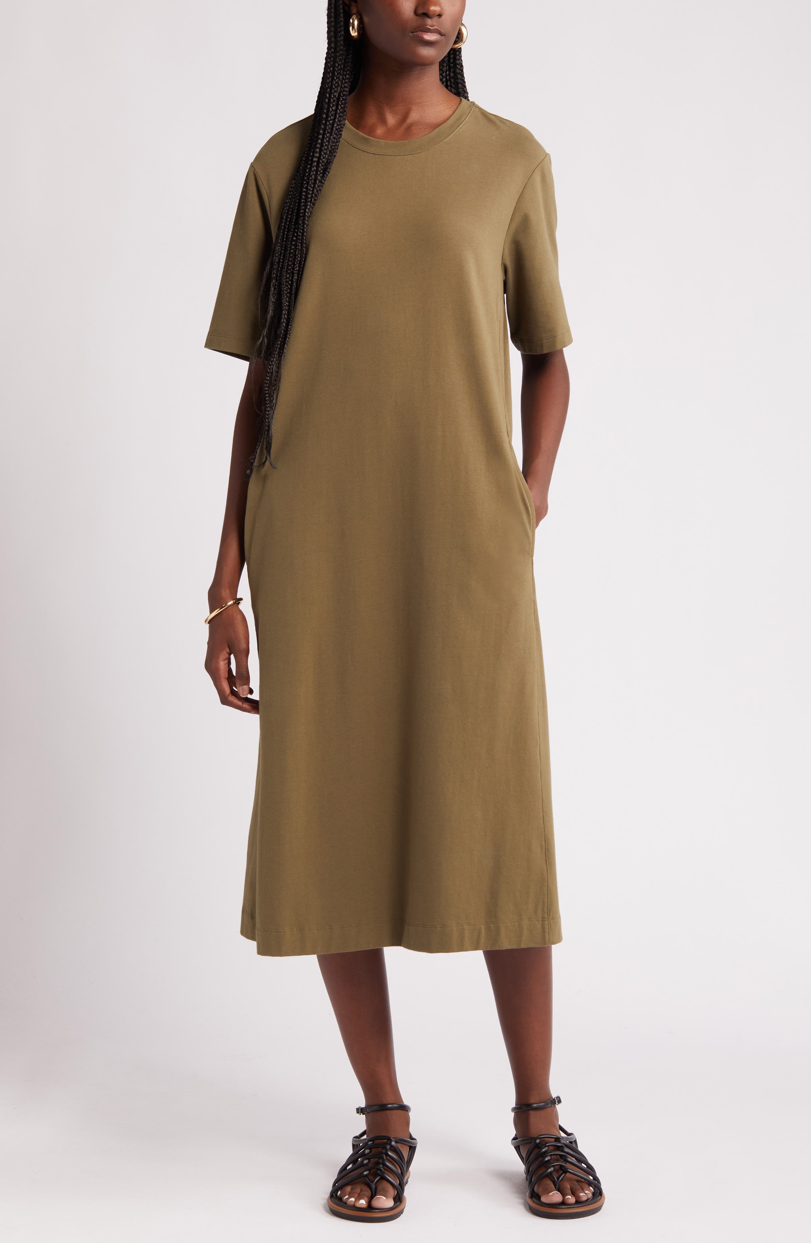 Nordstrom Stretch Cotton Midi T-Shirt Dress | Nordstrom