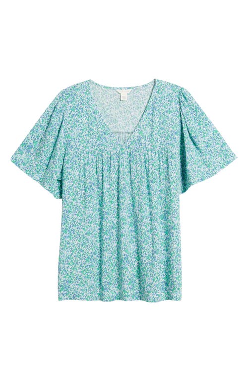 Caslon ® Print V-neck Gauze Top In Blue Cornflower Organic Geo