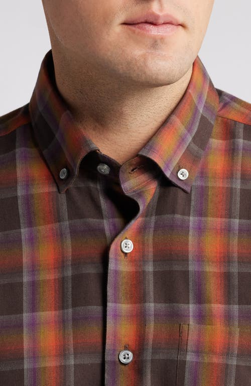 Shop Scott Barber Lightweight Plaid Flannel Button-down Shirt In Carbon