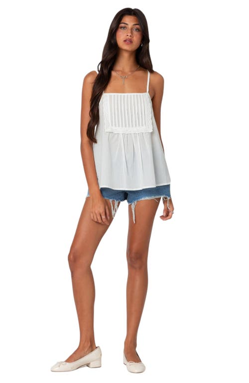 Shop Edikted Eyelet Trim Pintuck Bib Camisole In White