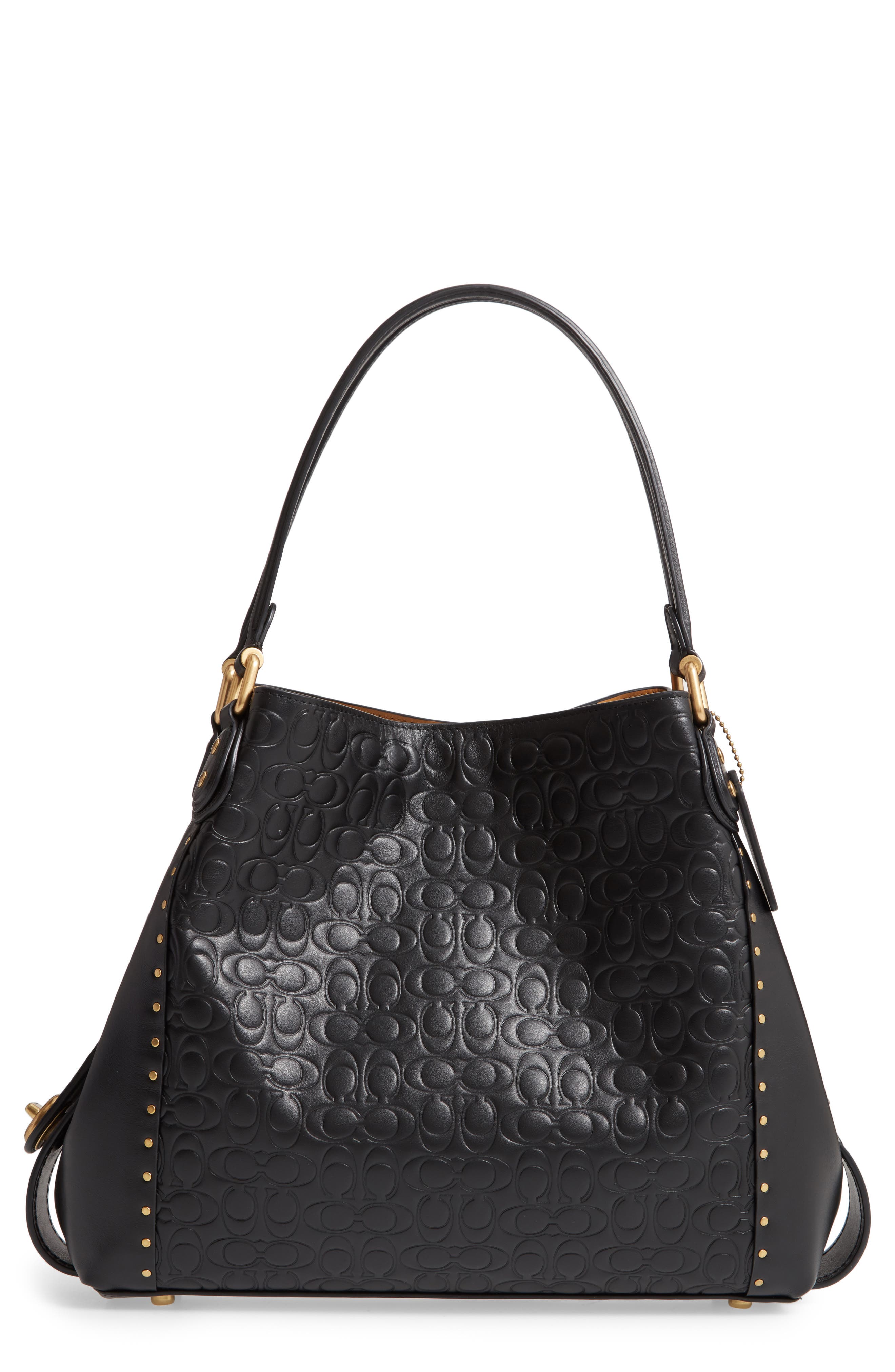 coach charlie carryall in signature embossed leather with rivets