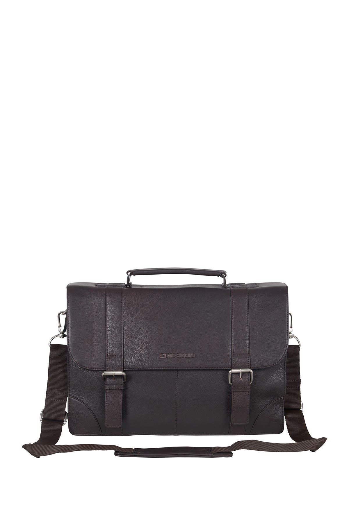 ben sherman premium karino leather double compartment briefcase