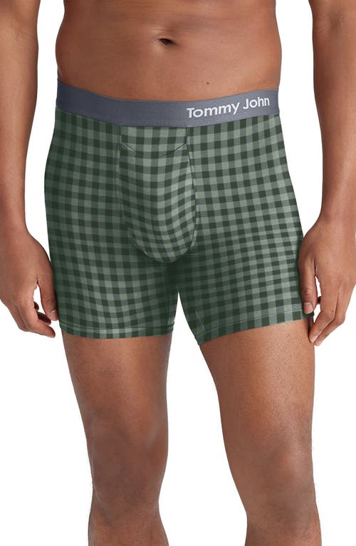 Tommy John Cool Cotton Blend Boxer Briefs in Sea Spray Checkmate 