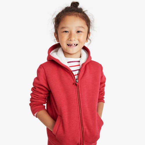 Shop Primary Teddy Fleece-lined Zip Hoodie In Heather Cherry