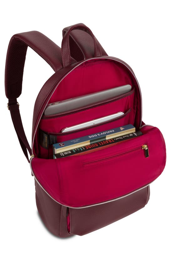 Shop Swissgear 9901 Faux Leather Laptop Backpack In Dark Red