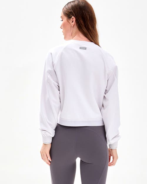 Shop Rebody Active City Zip Crop Crewneck Sweatshirt In Brilliant White