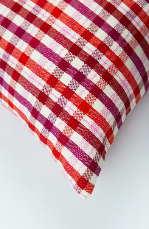 ARCHIVE NEW YORK ARCHIVE NEW YORK NOEL RED PLAID HANDWOVEN COTTON SQUARE THROW PILLOW 