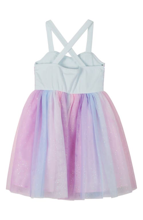 Shop Zunie Kids' Sequin Rainbow Tutu Dress In Aqua/pink/purple Multi