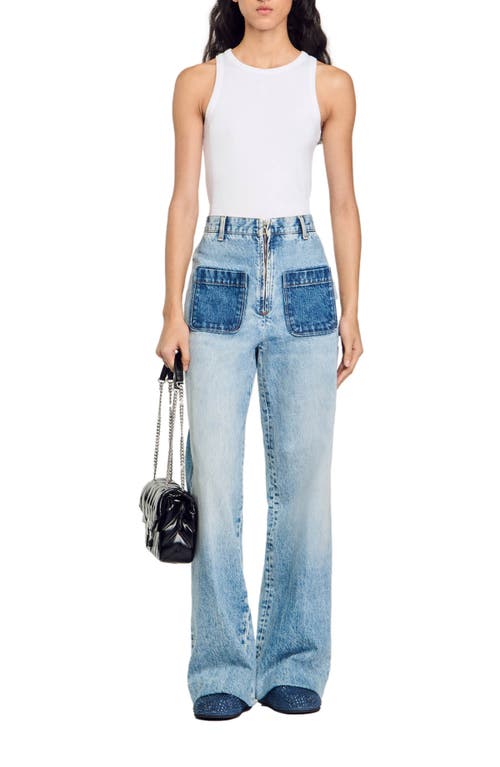 Shop Sandro High-rise Jeans In Light Bu Jean