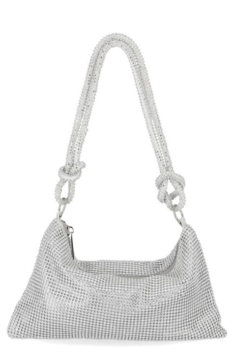 Ana Mini Rhinestone Purse in Silver