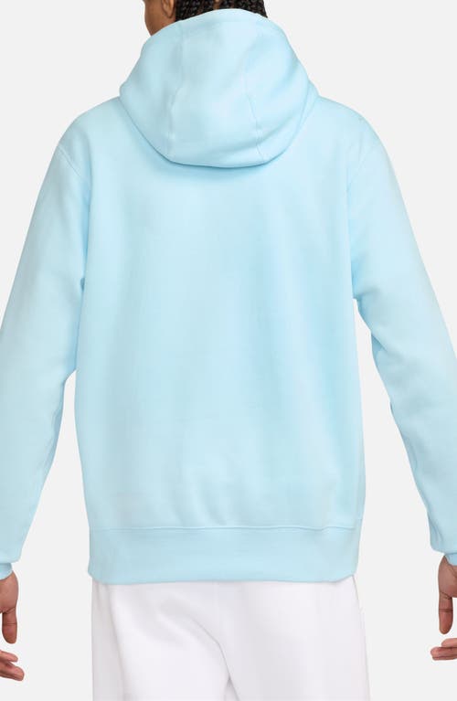 Shop Nike Cotton Blend Fleece Hoodie In Glacier Blue