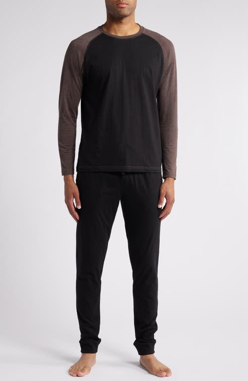 Majestic International Pine Valley Jogger Pajamas in Black/Fudge 