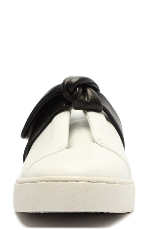 Alexandre Birman Asymmetric Clarita Leather Slip-on Sneakers In White/black