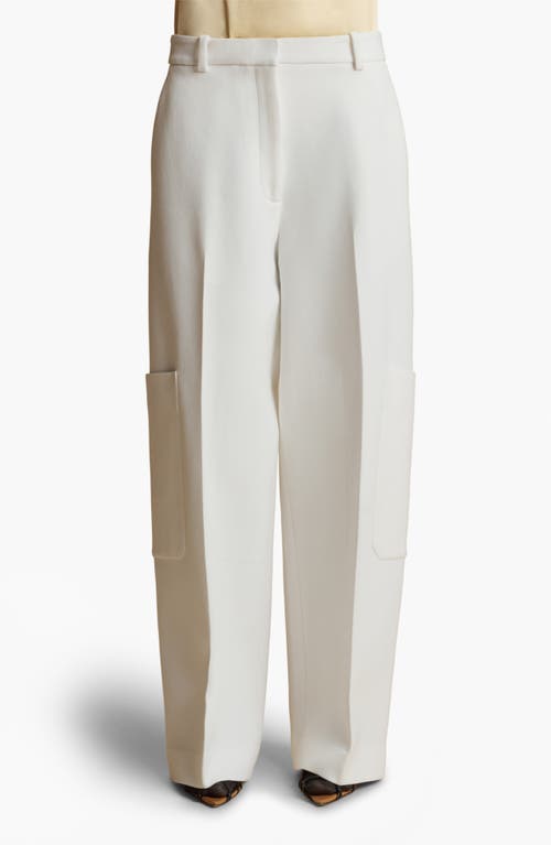 Khaite The Caiton Wide Leg Cargo Pants Chalk at Nordstrom,