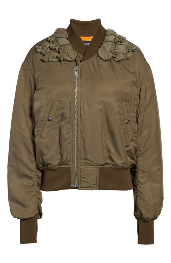 UNDERCOVER SKULL APPLIQUÉ MIXED MEDIA COTTON & SILK BOMBER JACKET