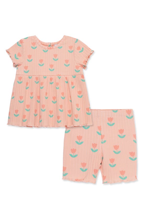 Shop Little Me Tulip Print Top & Shorts Play Set In Pink
