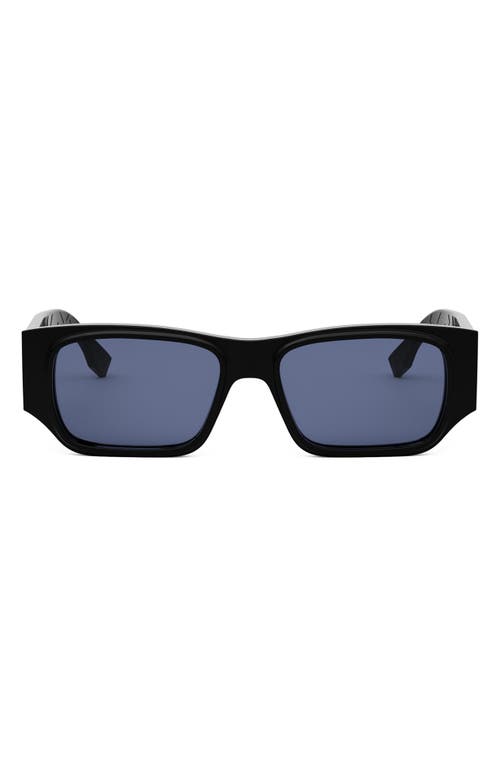 Shop Fendi Ff Squared 54mm Rectangular Sunglasses In Shiny Black/blue