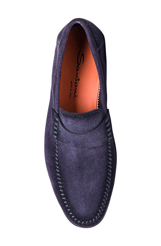 Santoni Tassel Suede Loafers In Blue