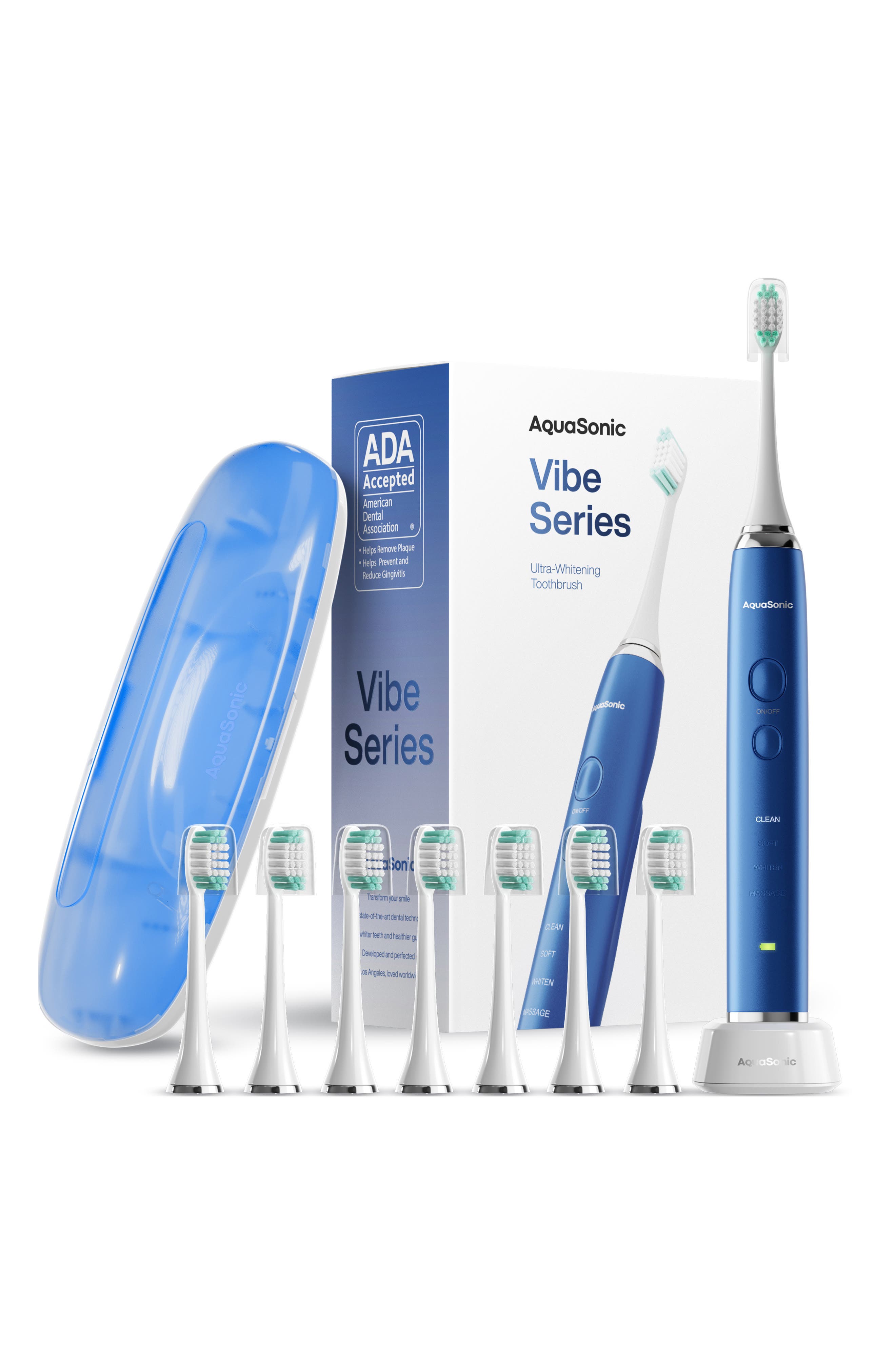 AQUASONIC VIBE SERIES Sapphire Blue UltraSonic Whitening Toothbrush ...